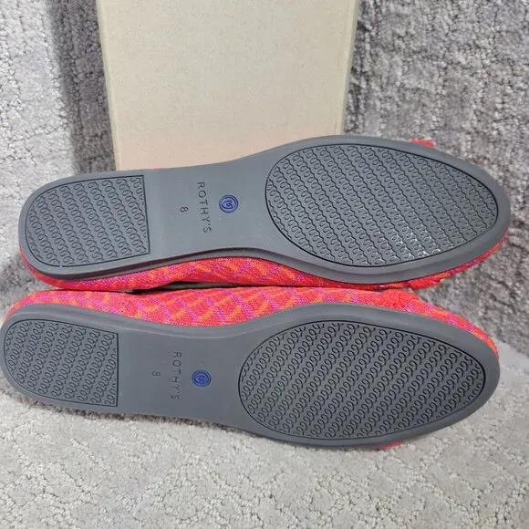 Rothys The Loafer Womens Size 8 US Pomegranate Grid Round Toe Slip on Flat Shoes
