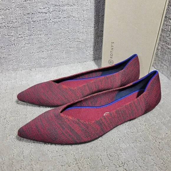 Rothys The Point Crimson Heather Retired Pointy Toe Slip on Shoes Multiple Sizes