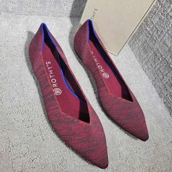 Rothys The Point Crimson Heather Retired Pointy Toe Slip on Shoes Multiple Sizes