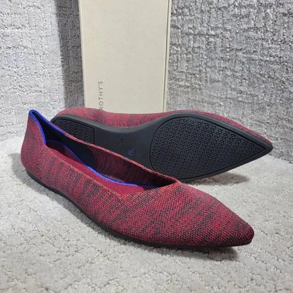 Rothys The Point Crimson Heather Retired Pointy Toe Slip on Shoes Multiple Sizes
