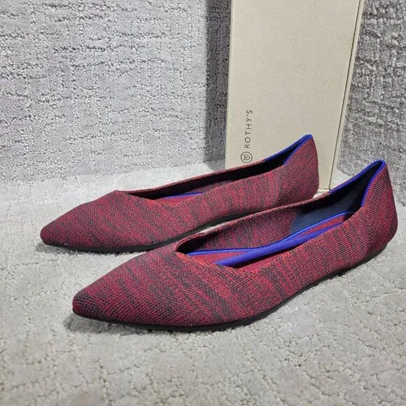 Rothys The Point Crimson Heather Retired Pointy Toe Slip on Shoes Multiple Sizes