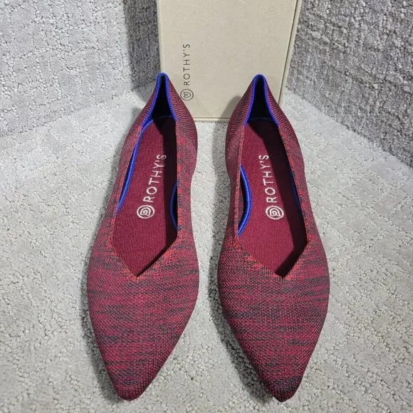 Rothys The Point Crimson Heather Retired Pointy Toe Slip on Shoes Multiple Sizes