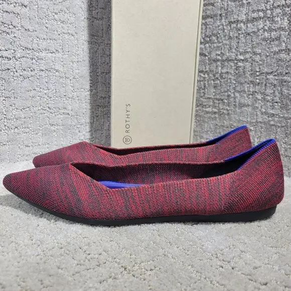 Rothys The Point Crimson Heather Retired Pointy Toe Slip on Shoes Multiple Sizes