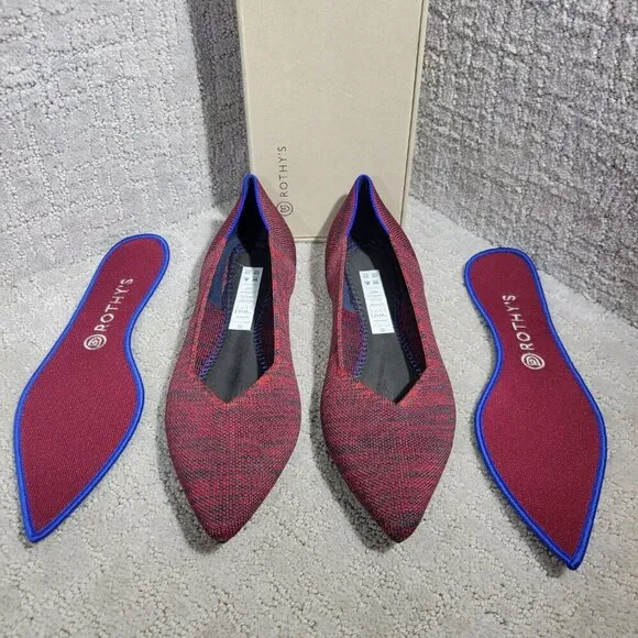 Rothys The Point Crimson Heather Retired Pointy Toe Slip on Shoes Multiple Sizes