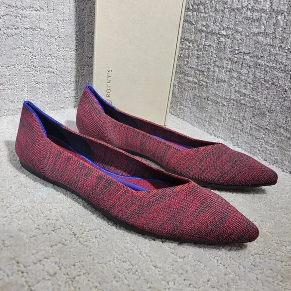 Rothys The Point Crimson Heather Retired Pointy Toe Slip on Shoes Multiple Sizes