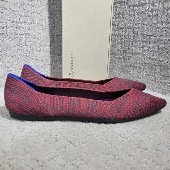 Rothys The Point Crimson Heather Retired Pointy Toe Slip on Shoes Multiple Sizes