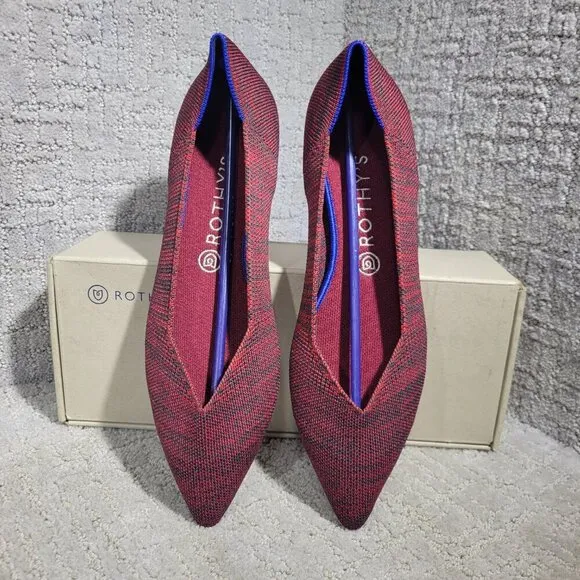 Rothys The Point Crimson Heather Retired Pointy Toe Slip on Shoes Multiple Sizes