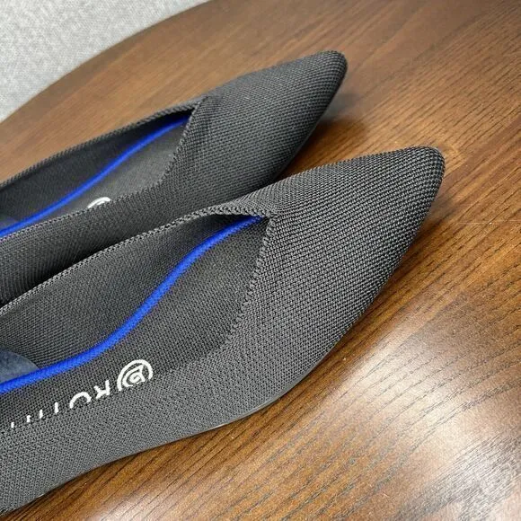 Rothy's The‎ Point Flat Shoes Women's 9.5 Black  Knit Washable Slip On Loafers