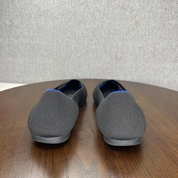 Rothy's The‎ Point Flat Shoes Women's 9.5 Black  Knit Washable Slip On Loafers