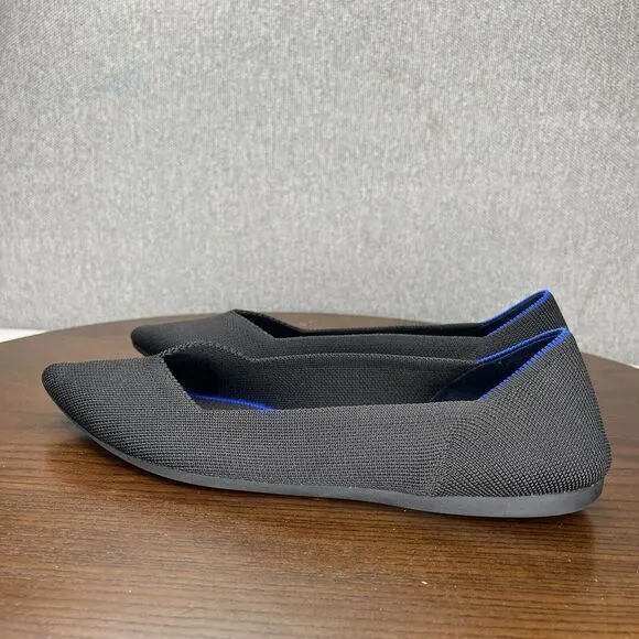 Rothy's The‎ Point Flat Shoes Women's 9.5 Black  Knit Washable Slip On Loafers
