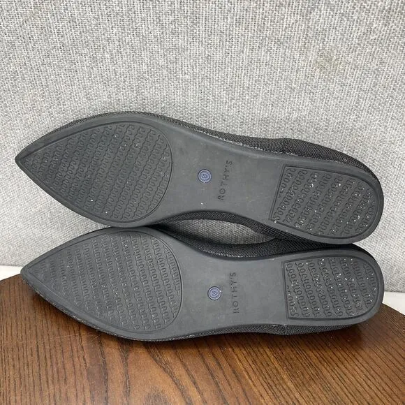 Rothy's The‎ Point Flat Shoes Women's 9.5 Black  Knit Washable Slip On Loafers