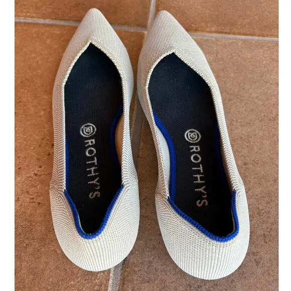 Rothy's The Point Light Gray Slip On Knit Flats size 9.5