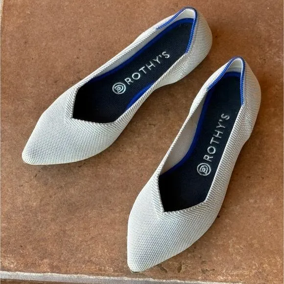 Rothy's The Point Light Gray Slip On Knit Flats size 9.5