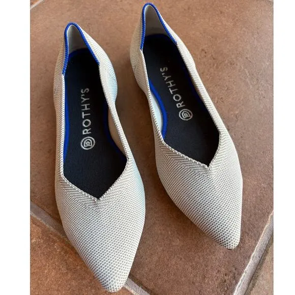 Rothy's The Point Light Gray Slip On Knit Flats size 9.5