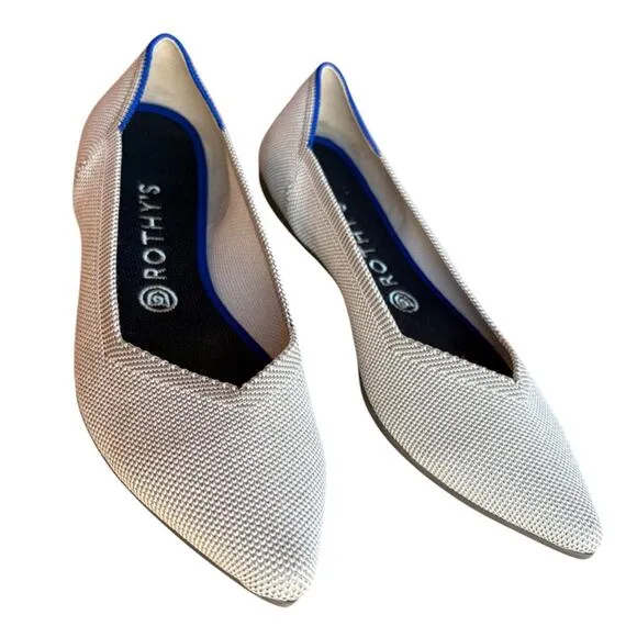 Rothy's The Point Light Gray Slip On Knit Flats size 9.5
