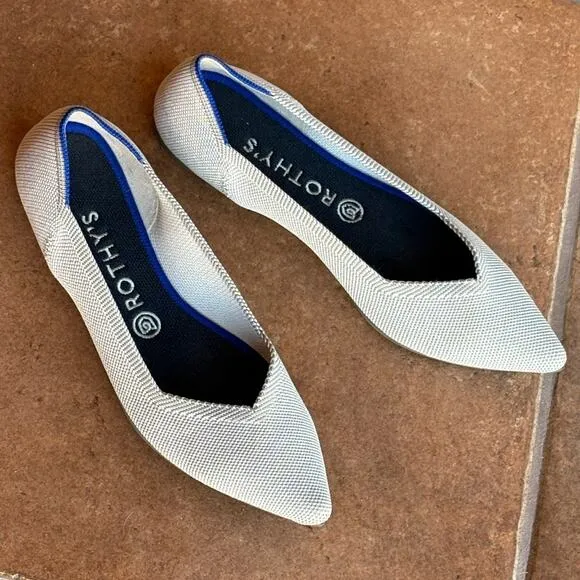 Rothy's The Point Light Gray Slip On Knit Flats size 9.5