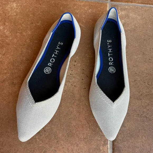 Rothy's The Point Light Gray Slip On Knit Flats size 9.5