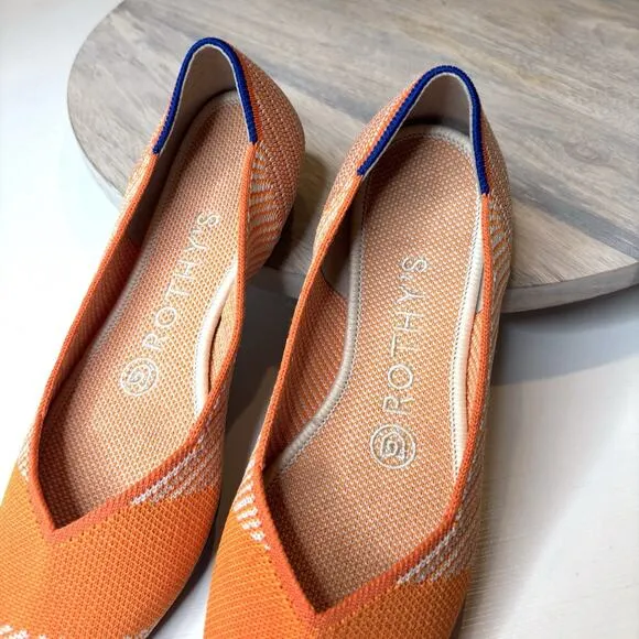 Rothy’s The Point Orange Sherbet Slip On Shoes Flats Women's Size 6.5
