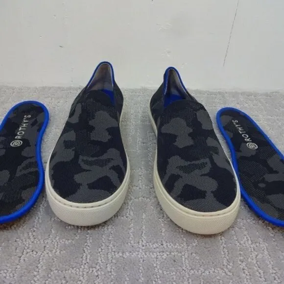 Rothys The Sneaker Women's Size 8 US Gray Camo Flat Slip-on Slippers Shoes