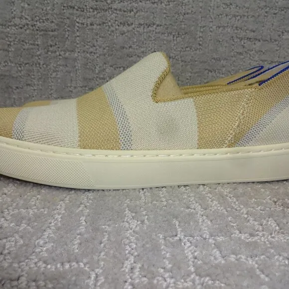 Rothy's The Sneaker Women's Size 8.5 US Tan Birch Stripe Round Toe Slip On Shoes