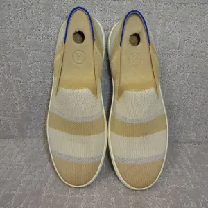 Rothy's The Sneaker Women's Size 8.5 US Tan Birch Stripe Round Toe Slip On Shoes