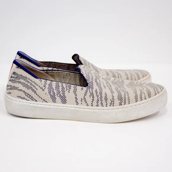 Rothy's Women's Size 9.5 Retired Martime Gray Tiger Print Loafer, Sporty Sneaker