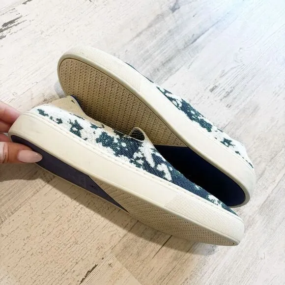 Rothy's Shibori Sneakers Shoes Sea Green Tye Dye Slip On Womens Size 8.5