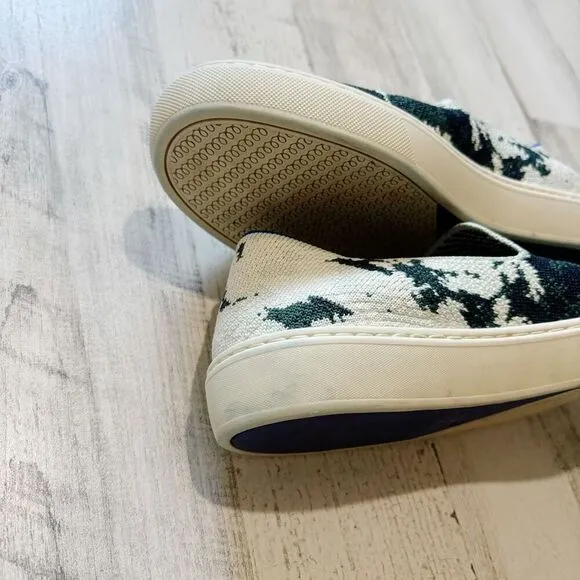 Rothy's Shibori Sneakers Shoes Sea Green Tye Dye Slip On Womens Size 8.5