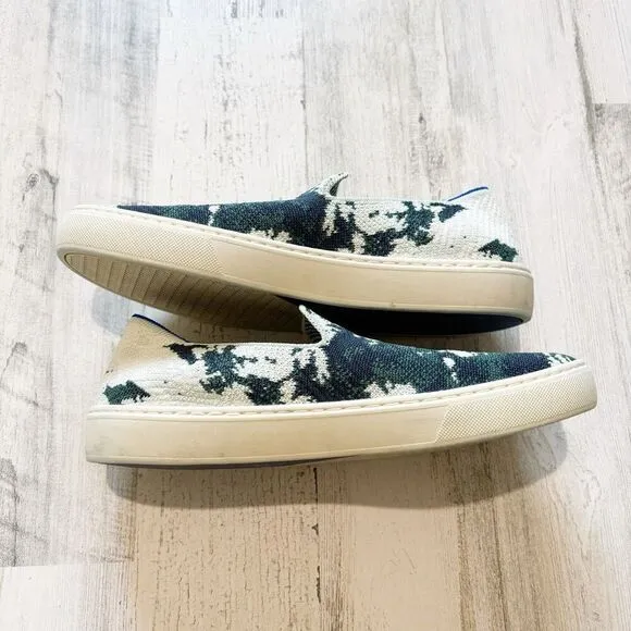 Rothy's Shibori Sneakers Shoes Sea Green Tye Dye Slip On Womens Size 8.5