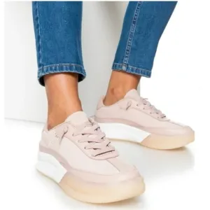 Roxy Joey Platform Sneakers Blush Suede Leather Comfort Slip-on Women’s Size 8