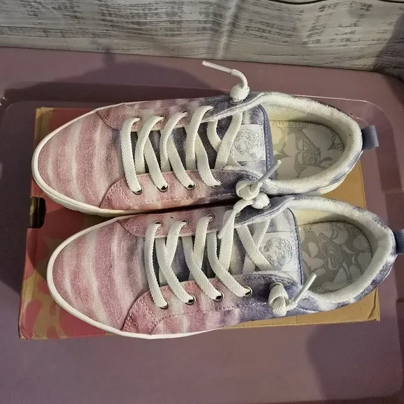 Roxy tie-dye purple and pick platform slip on sneakers new womans size 7