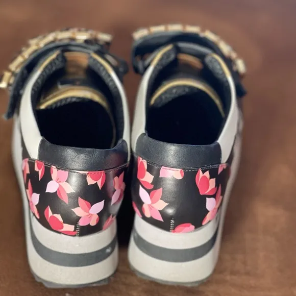 Ruthie Davis princess warrior platform sneakers with stone buckles size 7