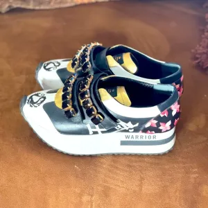 Ruthie Davis princess warrior platform sneakers with stone buckles size 7