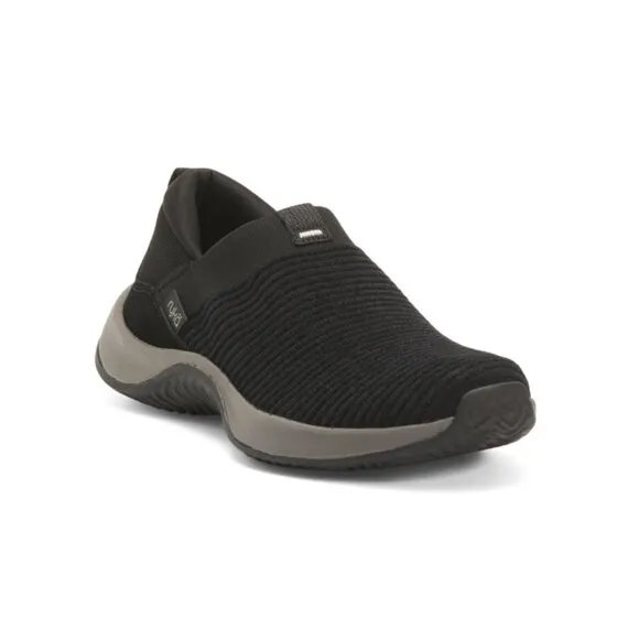 RYKA Black Encorek Knit Plus Slip On Shoes