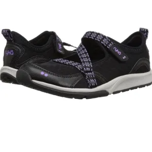 RYKA Kailee Black Purple Mesh Mary Janes Slip On Comfort Shoes ,Size 5M