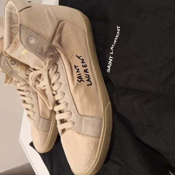 Saint Laurent Beige High-Top Sneakers.Few Smudges As Shown In Pictures