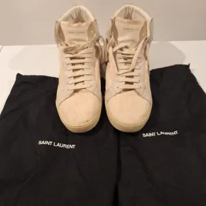 Saint Laurent Beige High-Top Sneakers.Few Smudges As Shown In Pictures