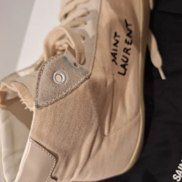 Saint Laurent Beige High-Top Sneakers.Few Smudges As Shown In Pictures
