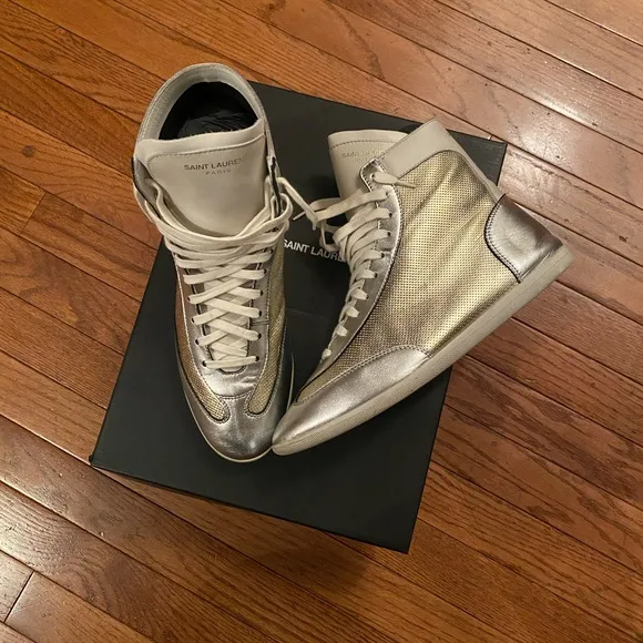 Saint Laurent Silver High-Top Sneakers