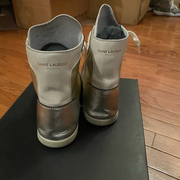 Saint Laurent Silver High-Top Sneakers