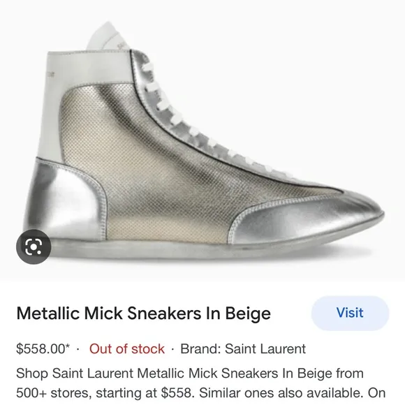 Saint Laurent Silver High-Top Sneakers