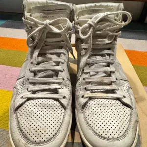 Saint Laurent White High-Top Sneakers Distressed Leather