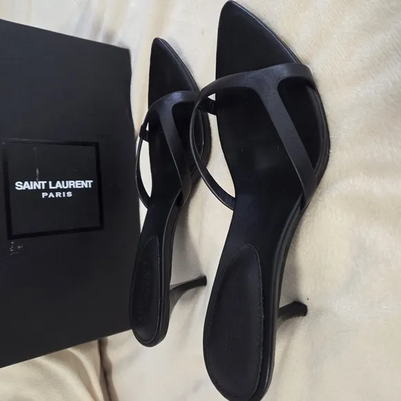 Saint Laurent Women's Black Slide Sandals