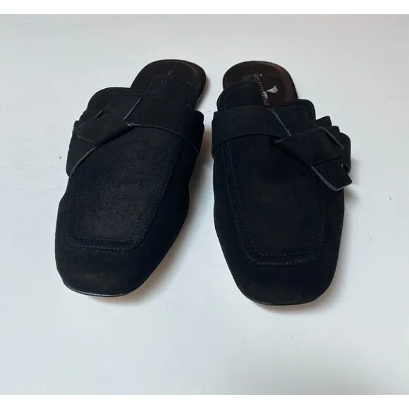 Saks Fifth Ave Women’s Slip On Leather Mules Black Shoes Size 8.5