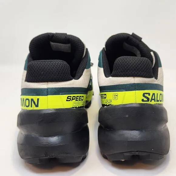 Salomon Mens Speedcross 6 GTX Trail Running Shoes Size 6 Black Green White