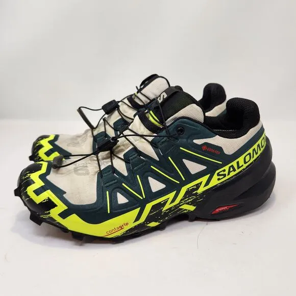 Salomon Mens Speedcross 6 GTX Trail Running Shoes Size 6 Black Green White