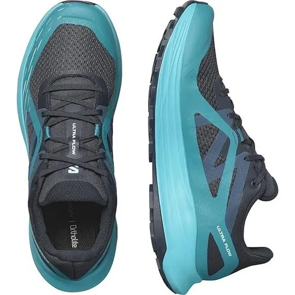 Salomon Men's ULTRA FLOW Trail Running Shoes Men Carbon / Tahitian Tide Sz 11.5