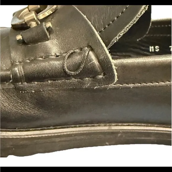 Salvatore Ferragamo Black Slip-On Loafers with Silver Hardware