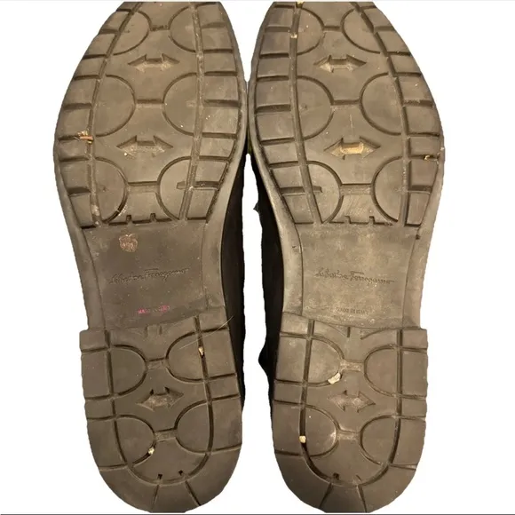 Salvatore Ferragamo Black Slip-On Loafers with Silver Hardware