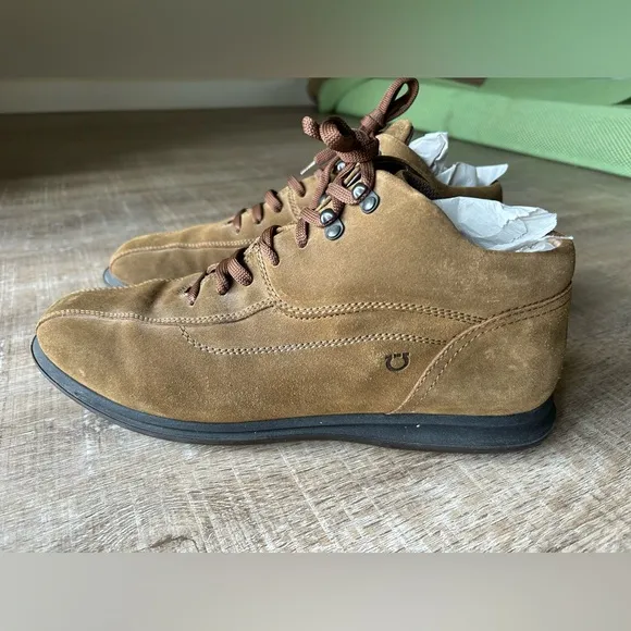 Salvatore Ferragamo Brown Suede Bike toe Ankle Boots Casual Shoes Mens 11 2E EUC